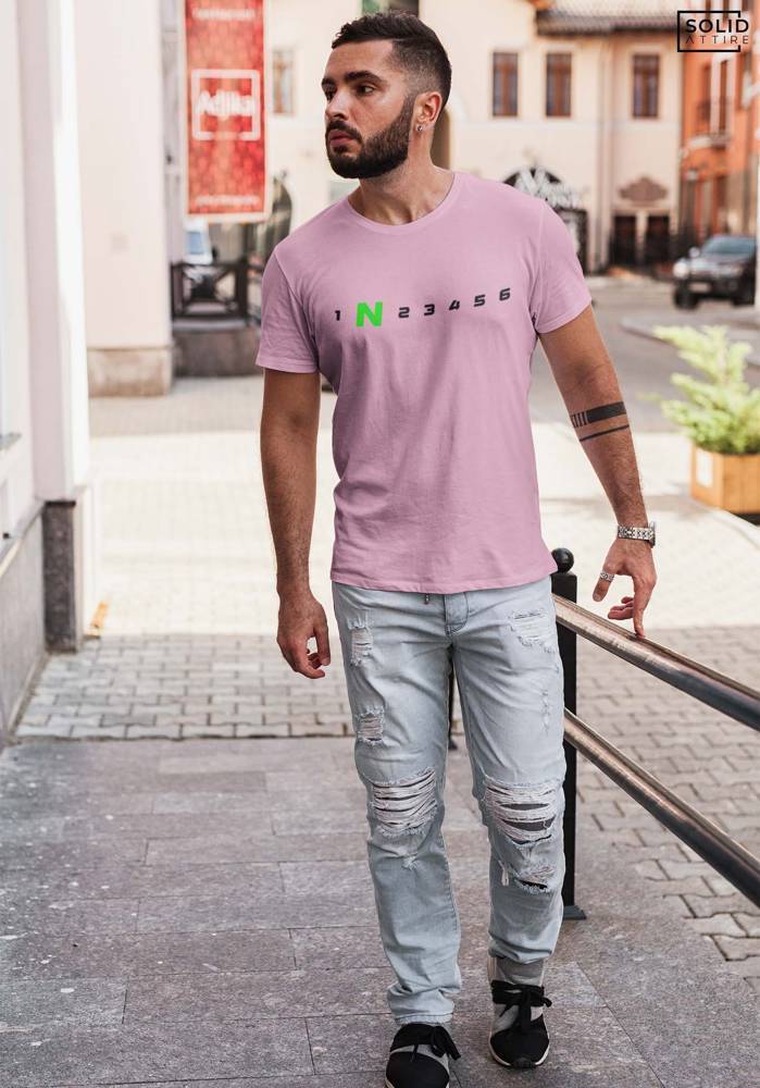 Men's Mauve 1 N 2 3 4 5 6 Graphic Printed T-Shirt