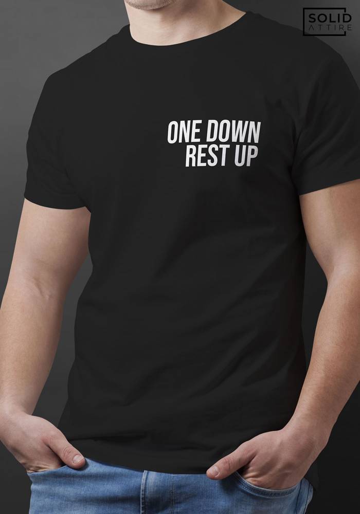 Men's Black One Down Rest Up Graphic Printed T-shirt