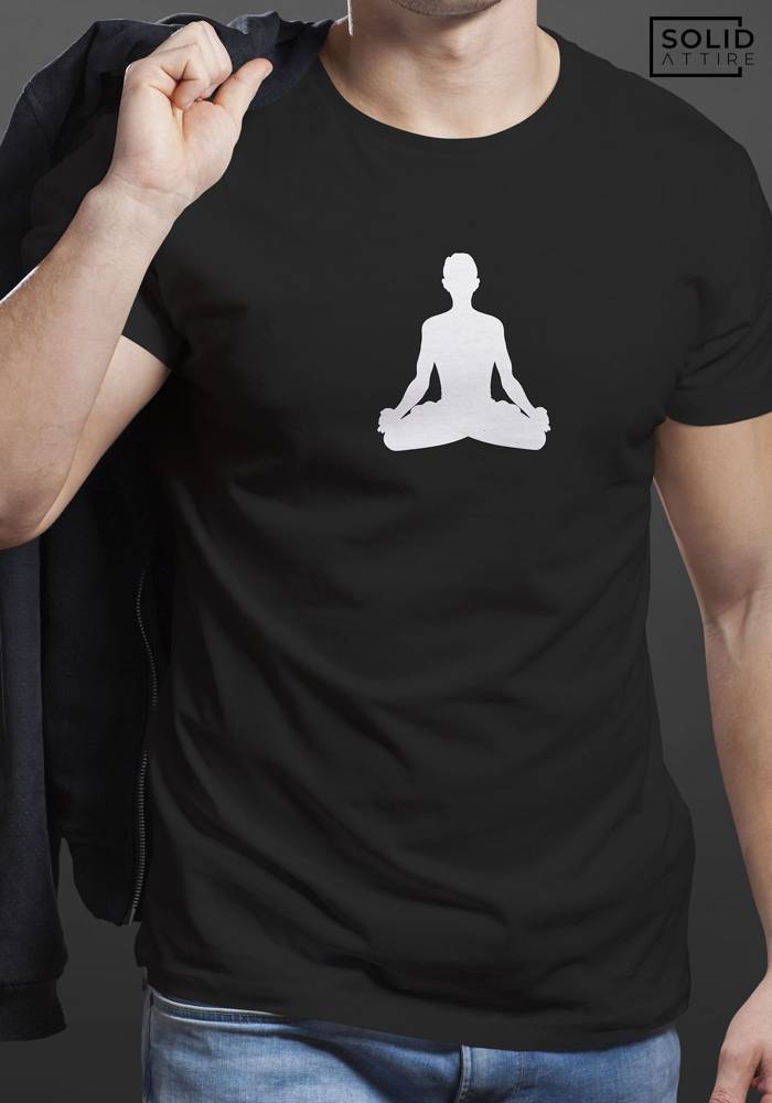 Men's Black Yoga Graphic Printed T-shirt