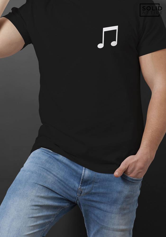 Men's Black Music Graphic Printed T-shirt