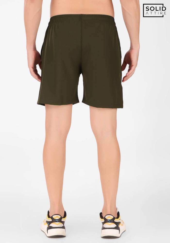 Solid Men's Olive Green Dri-FIT Shorts