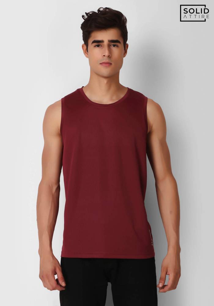 Maroon Solid Dri-FIT Tank Top