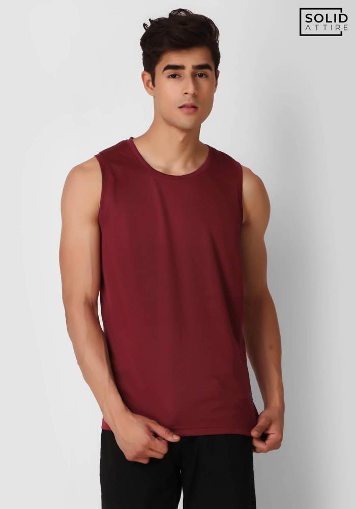 Maroon Solid Dri-FIT Tank Top