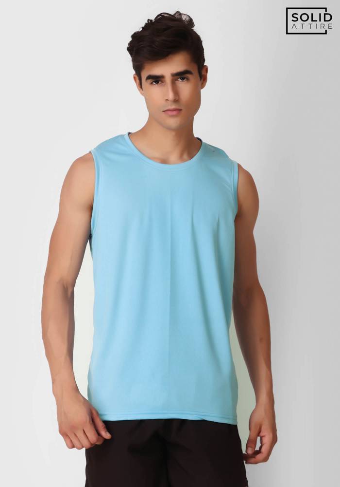 Sky Blue Solid Dri-FIT Tank Top