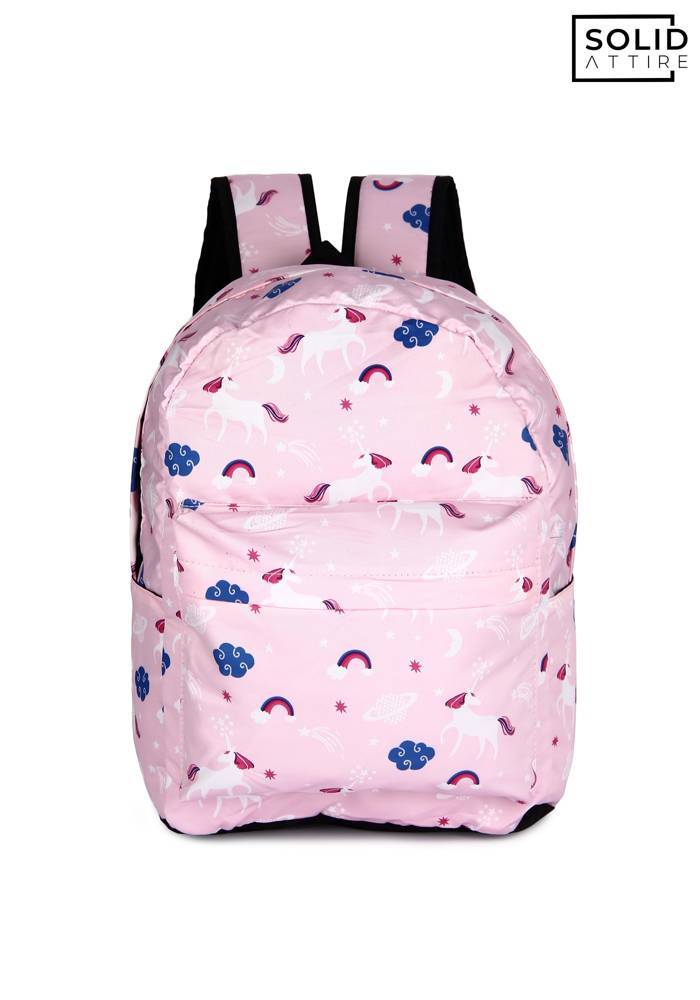 Graphic Printed Waterproof Casual Backpack For Boys and Girls (Pink)