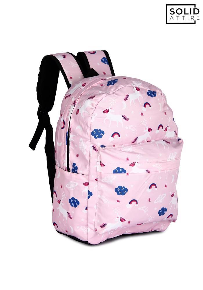 Graphic Printed Waterproof Casual Backpack For Boys and Girls (Pink)