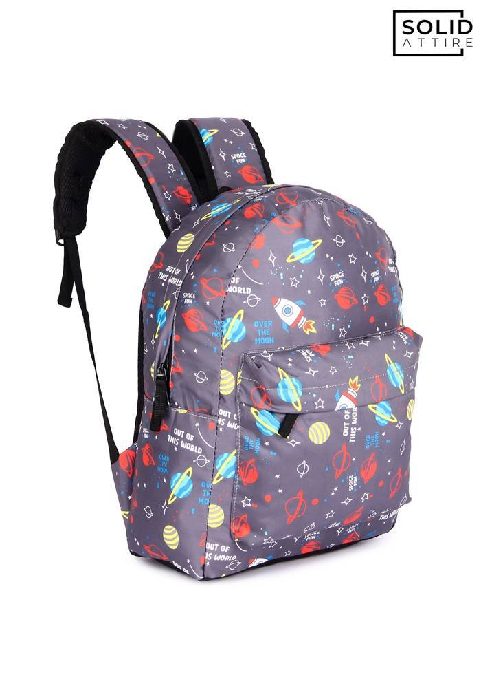 Graphic Printed Waterproof Casual Backpack For Boys and Girls (Grey)