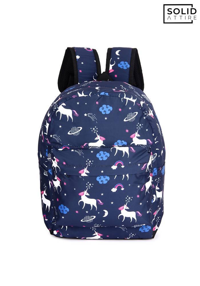 Graphic Printed Waterproof Casual Backpack For Boys and Girls (Navy Blue)