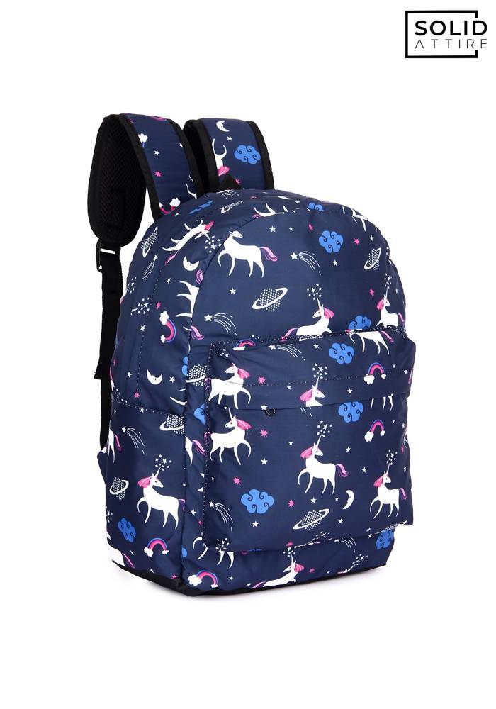 Graphic Printed Waterproof Casual Backpack For Boys and Girls (Navy Blue)