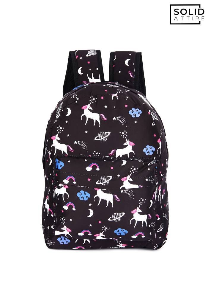 Graphic Printed Waterproof Casual Backpack For Boys and Girls (Black)