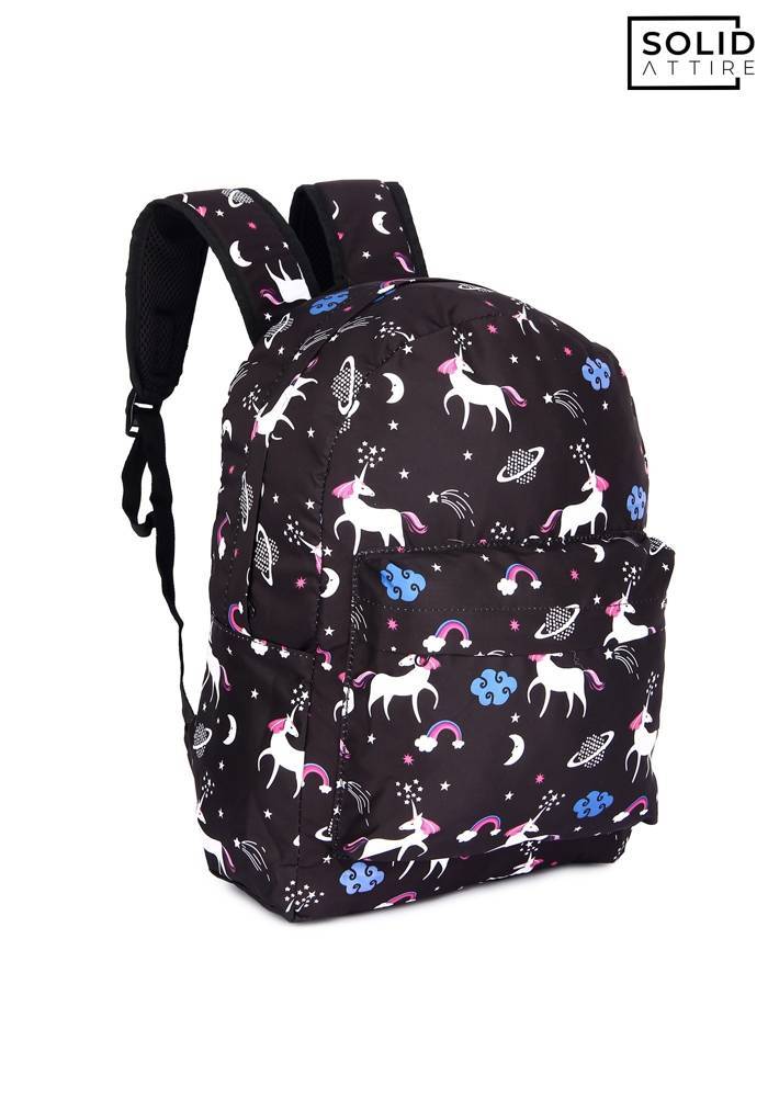 Graphic Printed Waterproof Casual Backpack For Boys and Girls (Black)