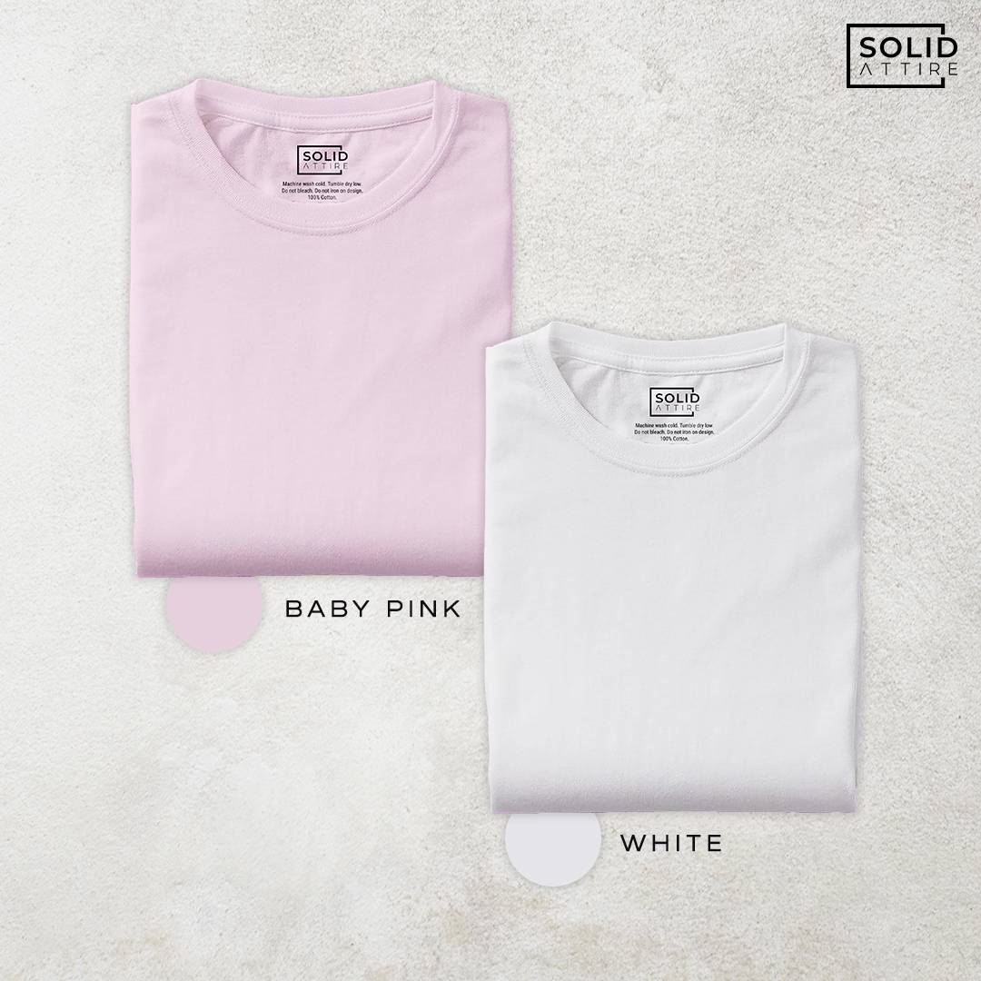 Combo of Baby Pink, White T-Shirt: Pack Of Two