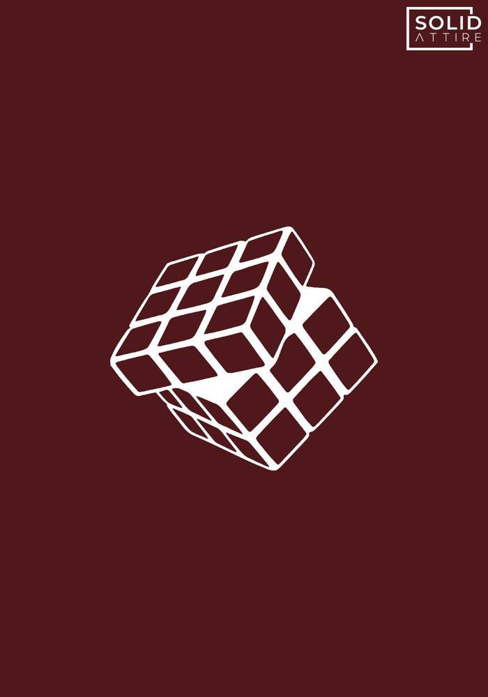 Men's Maroon Rubix Cube Graphic Printed T-Shirt