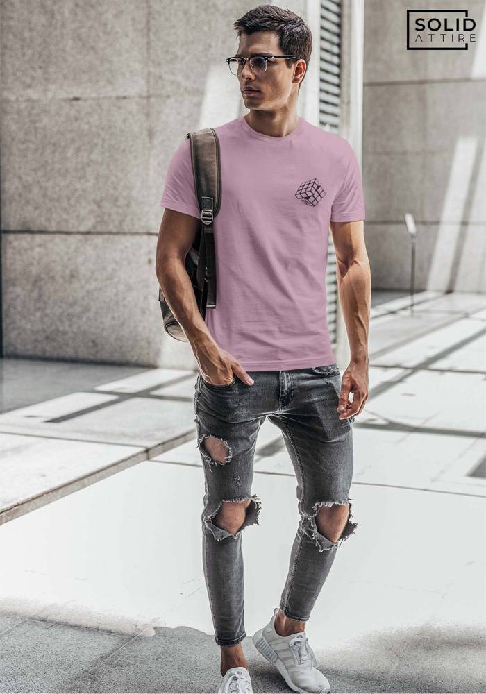 Men's Mauve Rubix Cube Graphic Printed T-Shirt