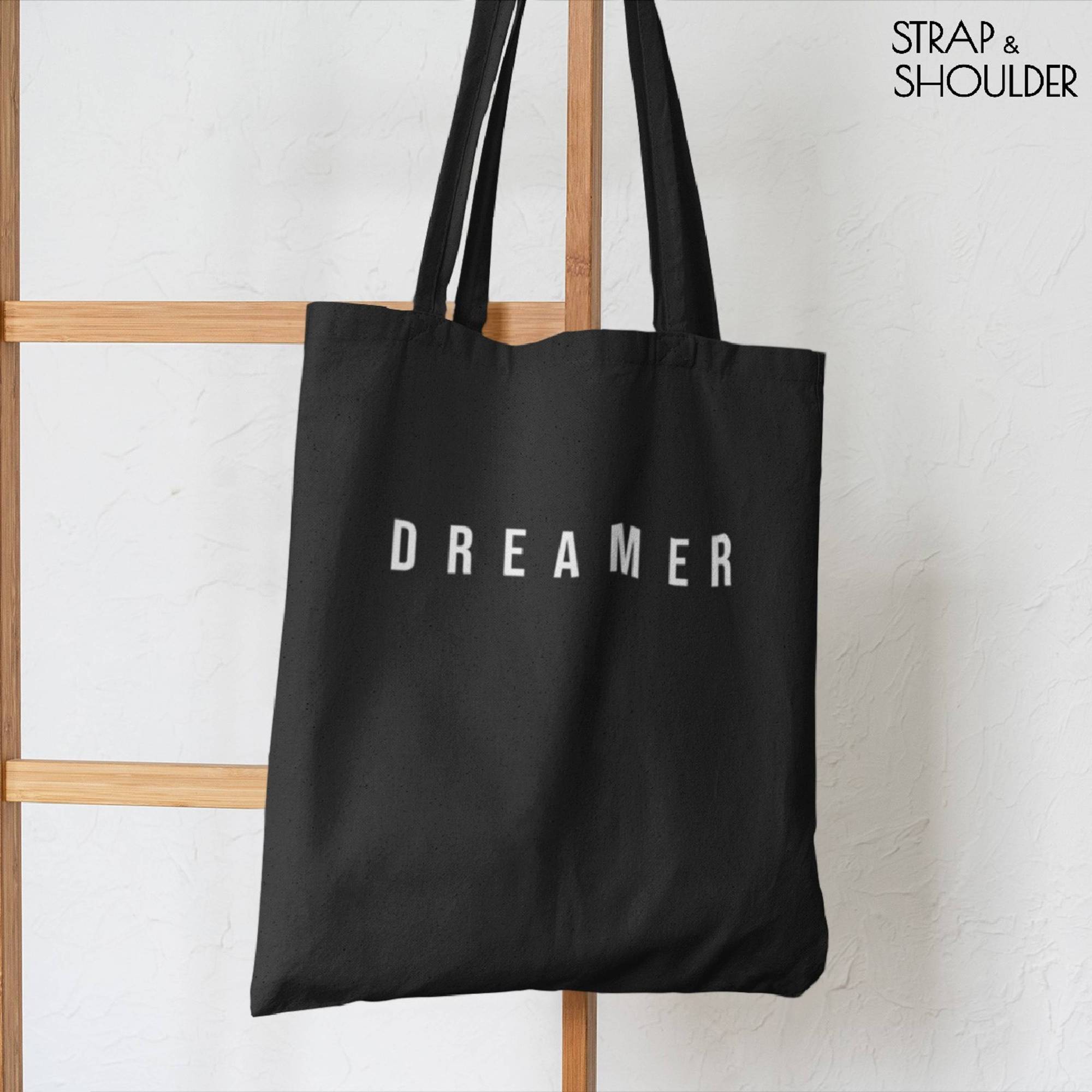 Dreamer Canvas Black Tote Bag