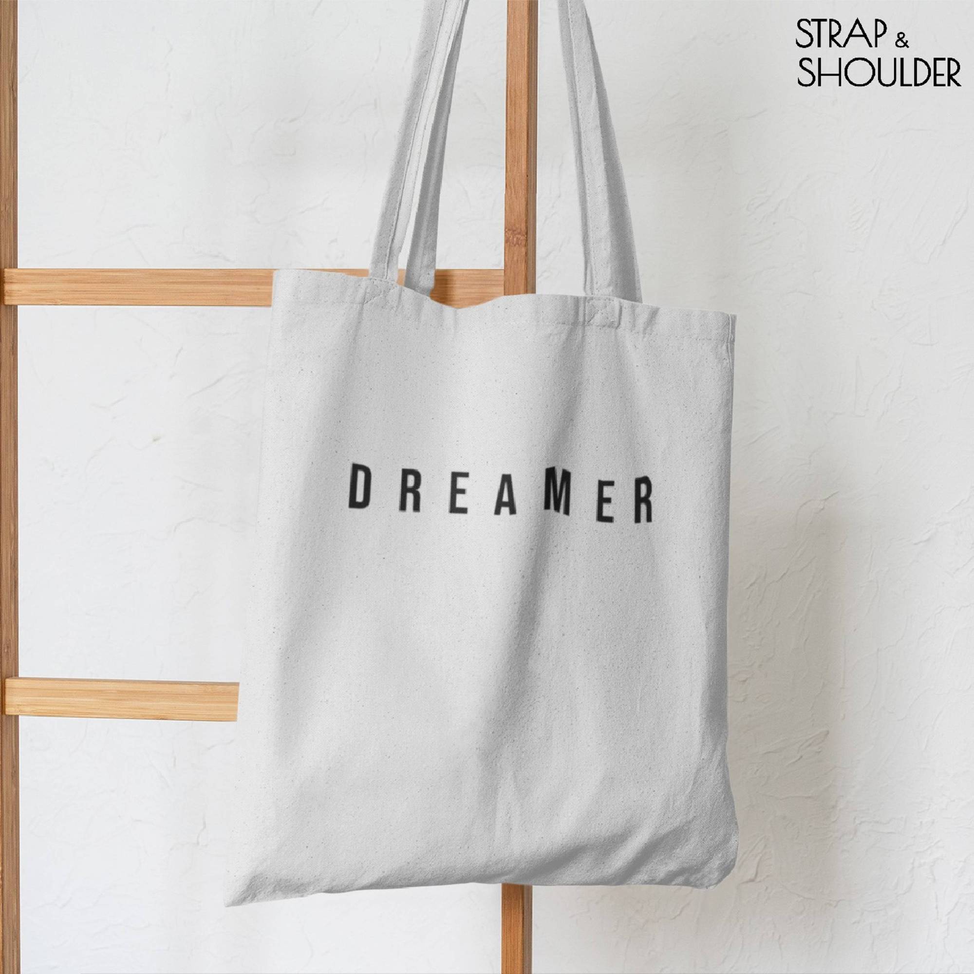 Dreamer Canvas White Tote Bag