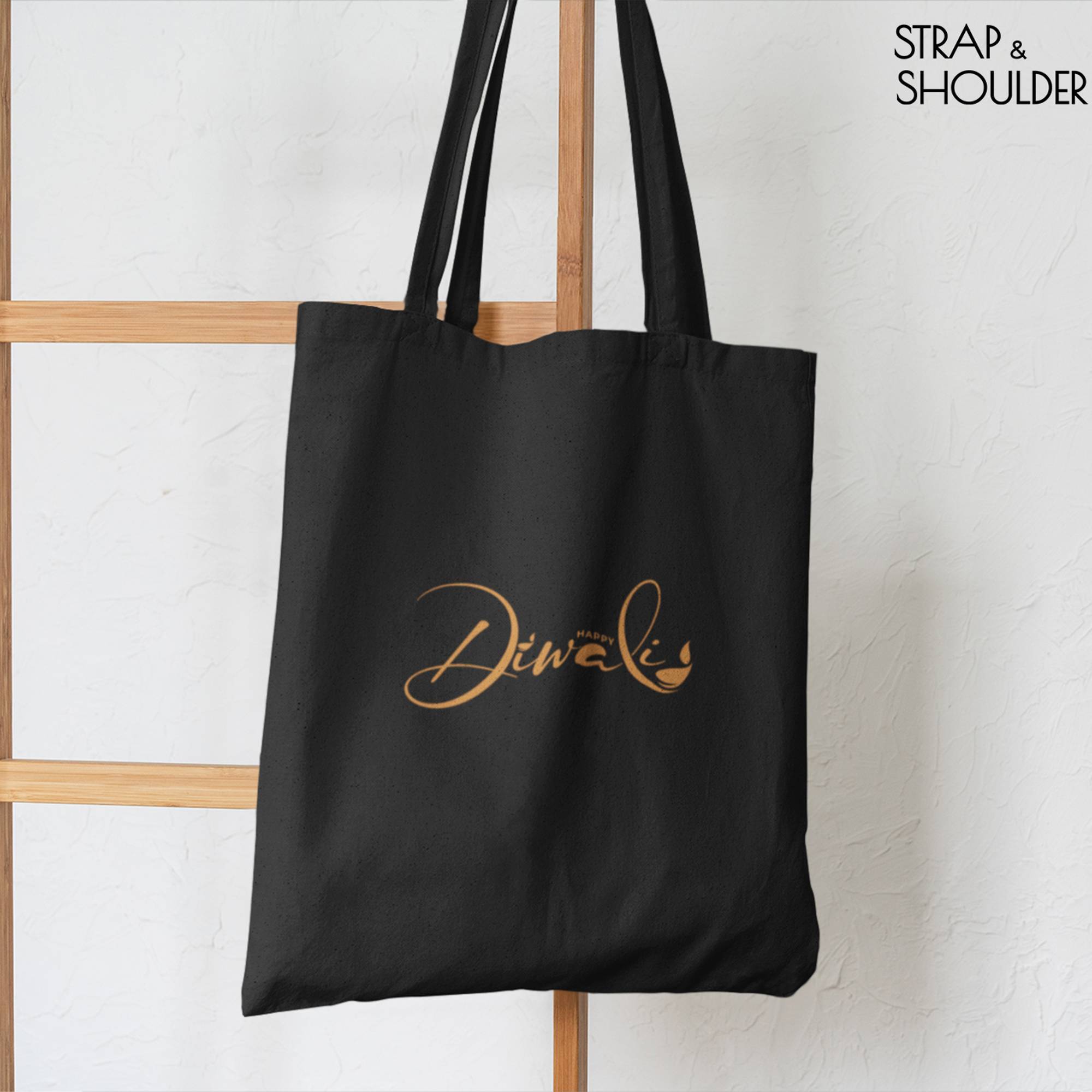 Happy Diwali Canvas Black Tote Bag