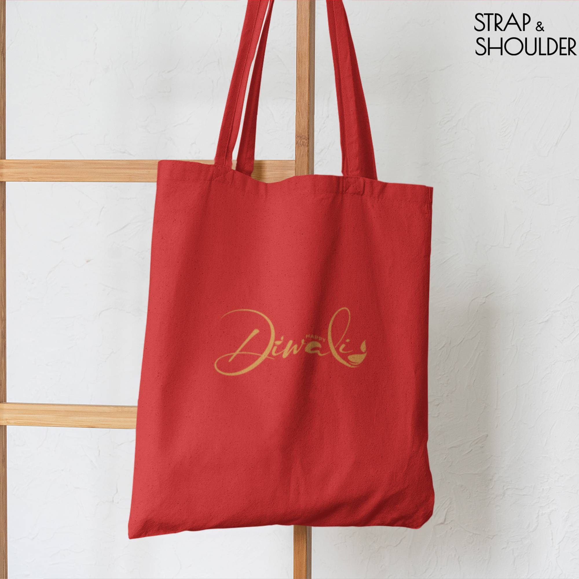 Happy Diwali Canvas Red Tote Bag