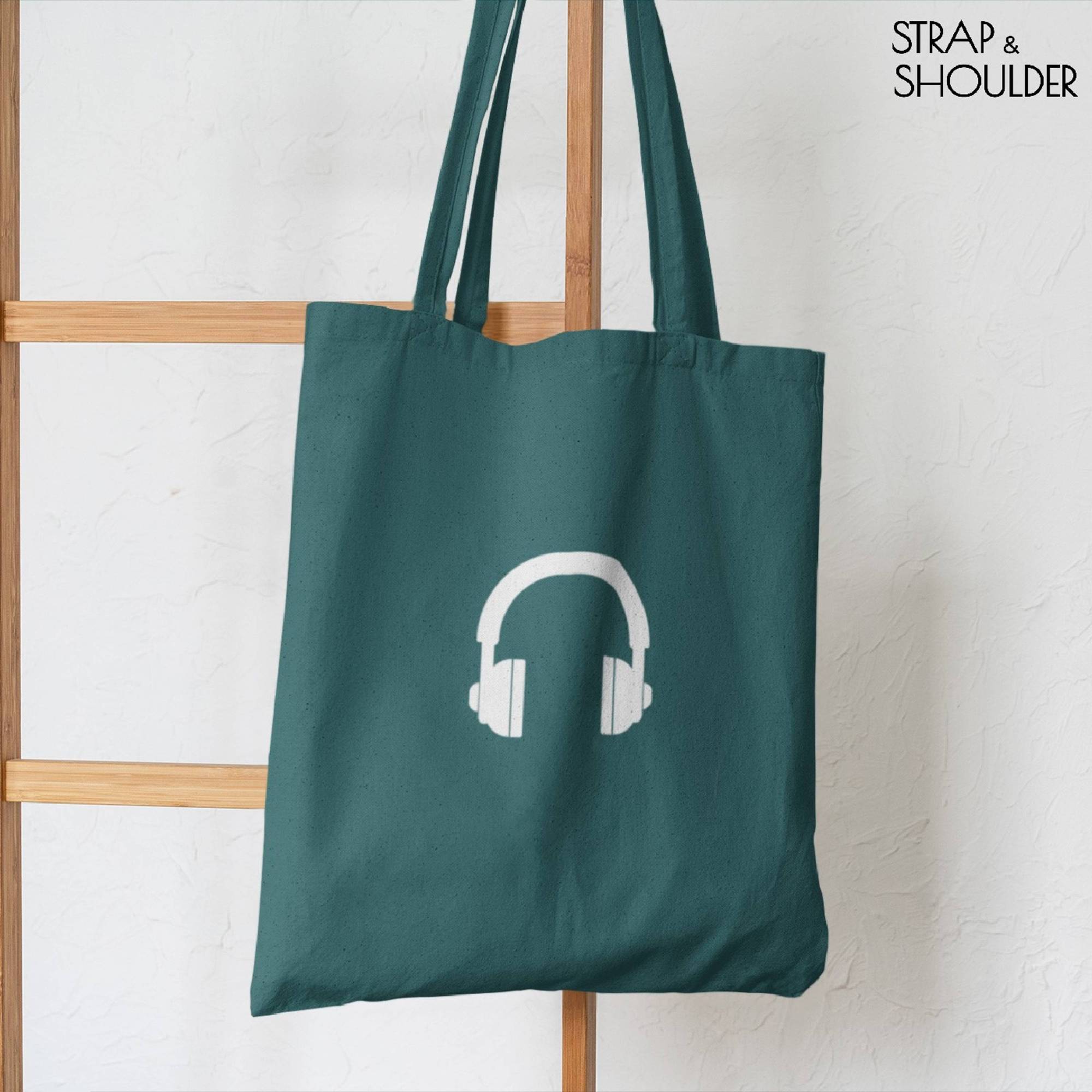 Headphone Canvas Hooker's Green Tote Bag