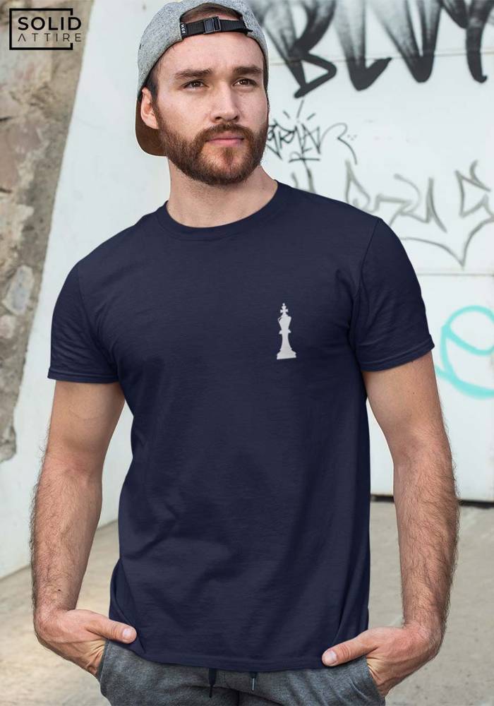 Men's Navy Blue King Graphic Printed T-Shirt