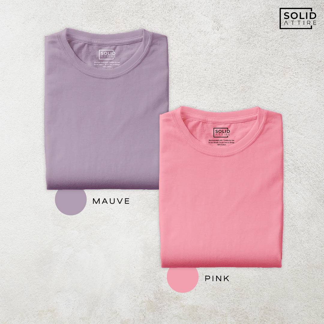 Combo of Mauve, Pink T-Shirt: Pack Of Two