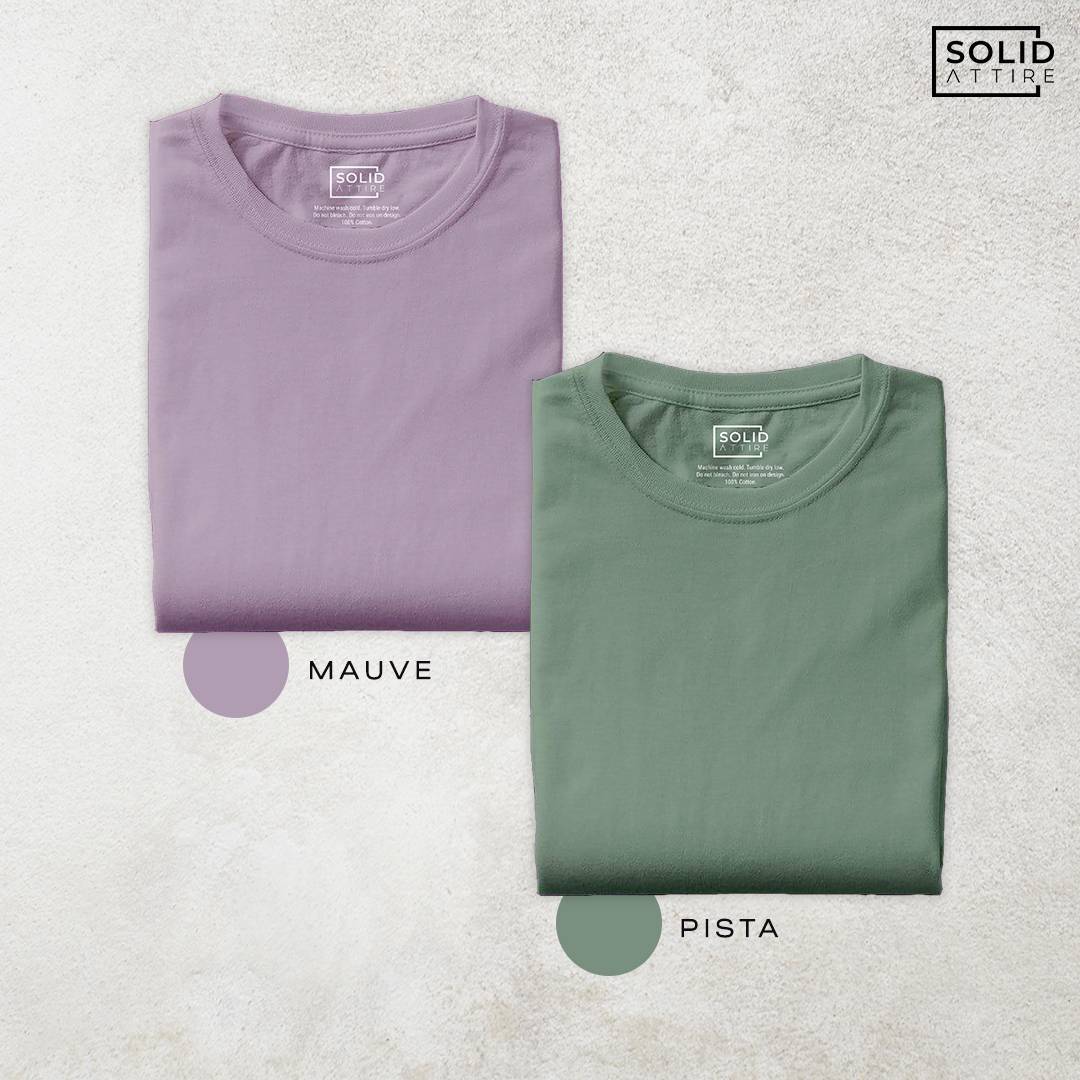 Combo of Mauve, Pista T-Shirt: Pack Of Two