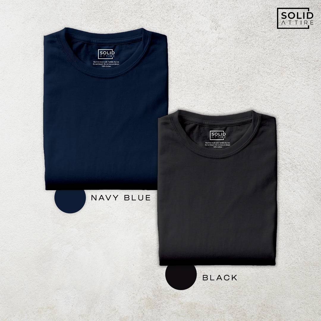 Combo of Navy Blue, Black T-Shirt: Pack Of Two