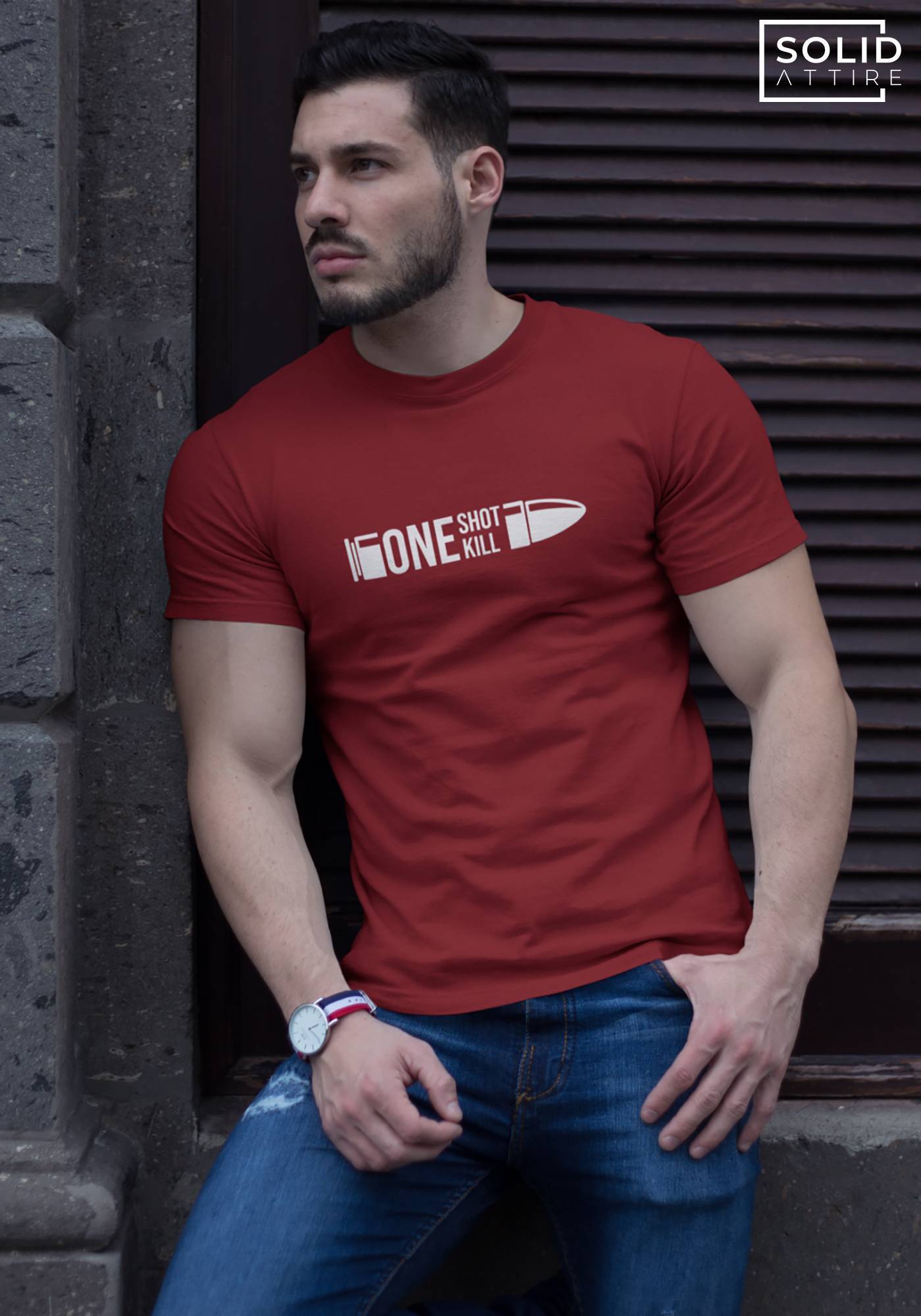 One Shot One Kill Maroon T-Shirt