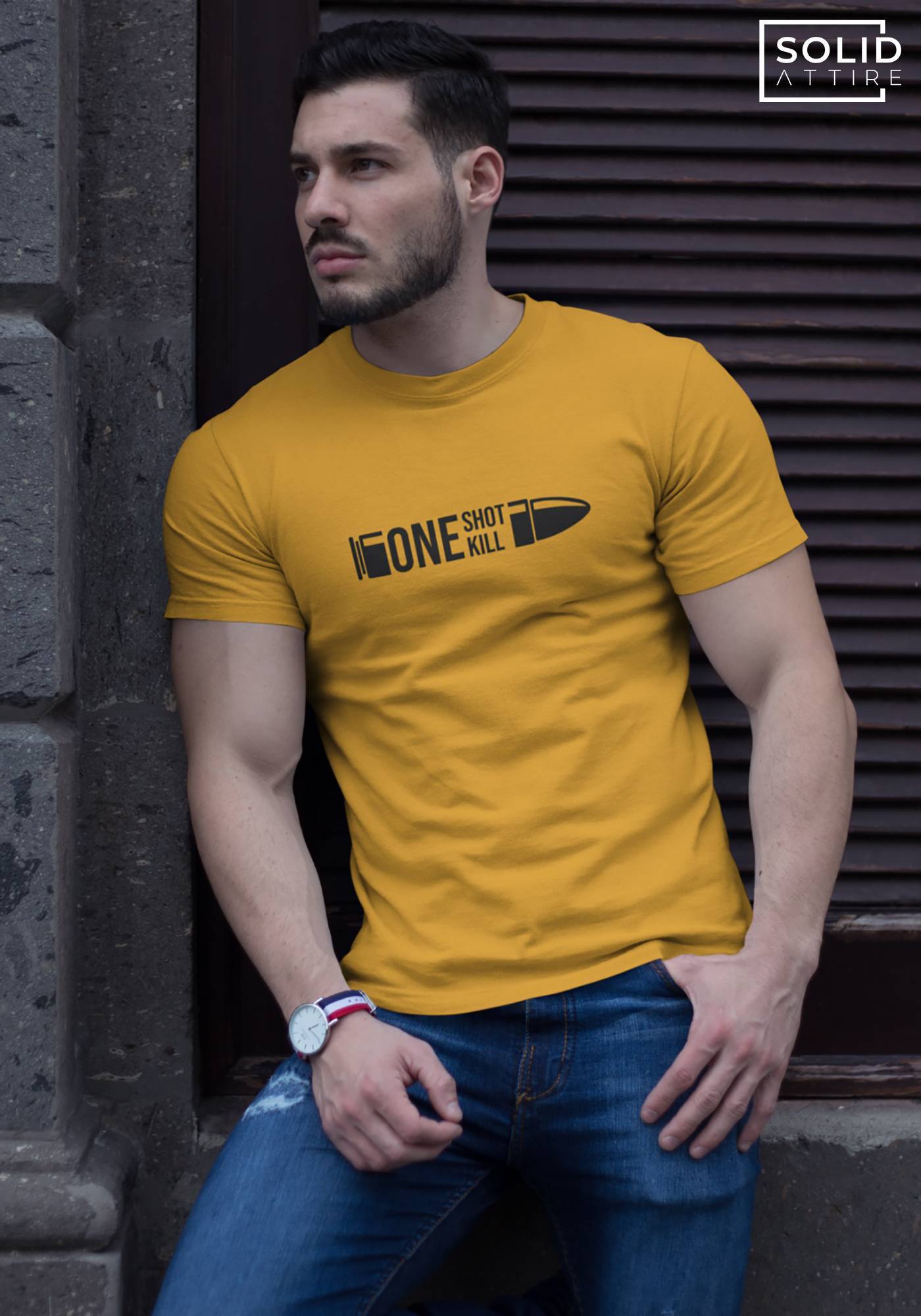 One Shot One Kill Mustard T-Shirt