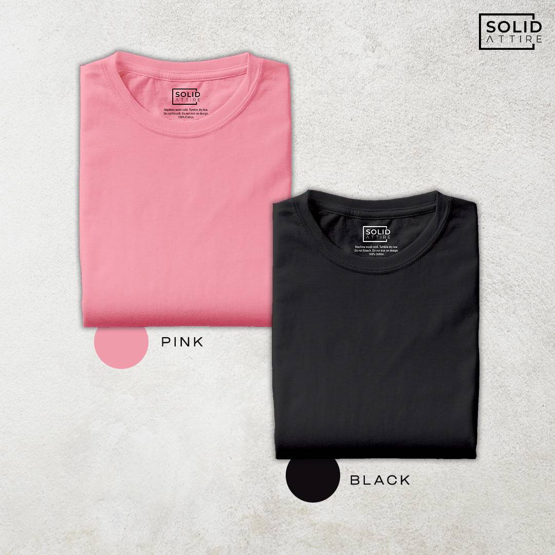 Combo of Pink, Black T-Shirt: Pack Of Two