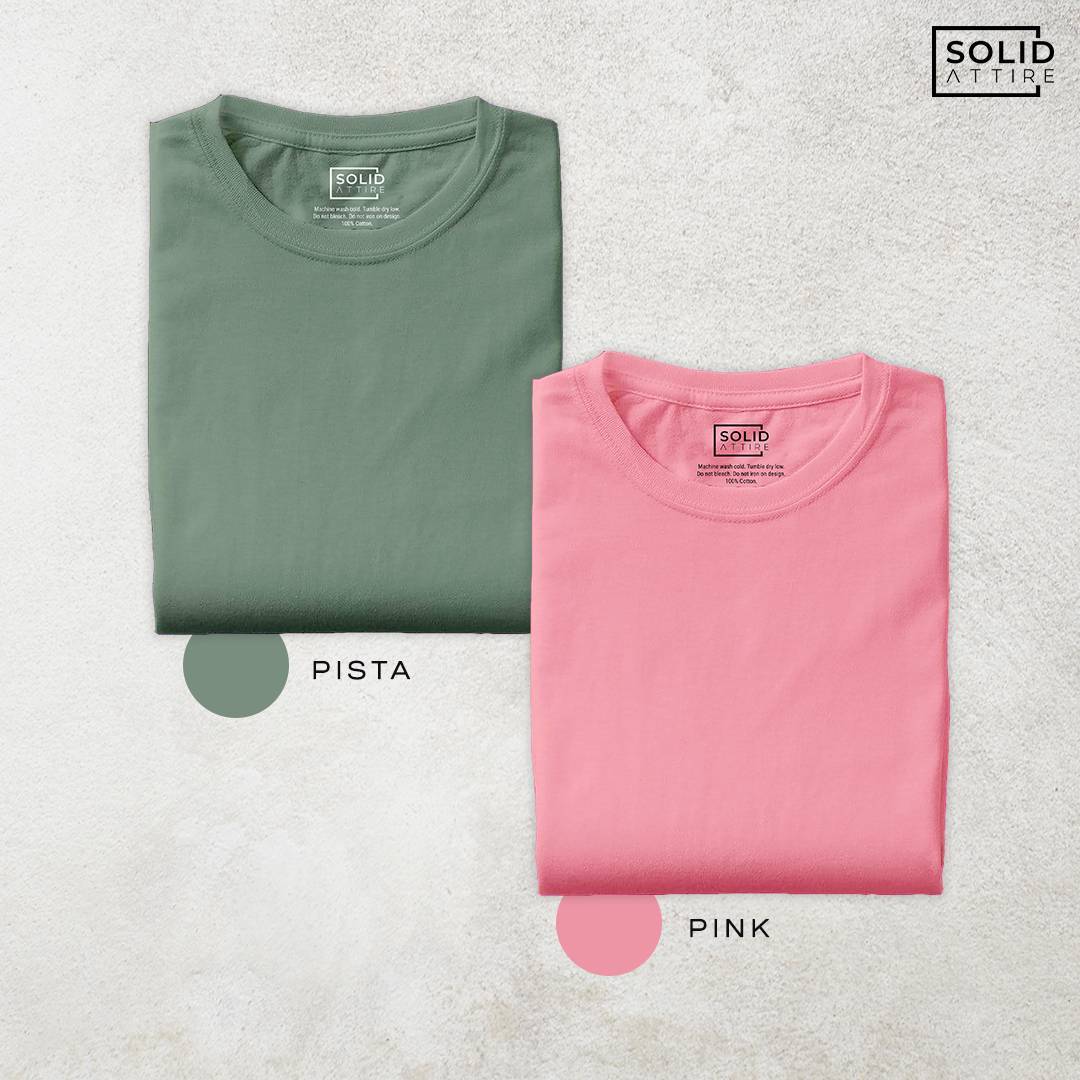 Combo of Pista, Pink T-Shirt: Pack Of Two