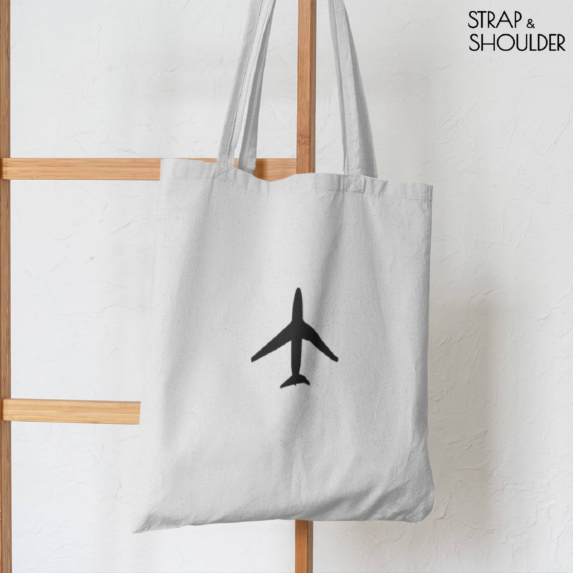 Plane Canvas White Tote Bag