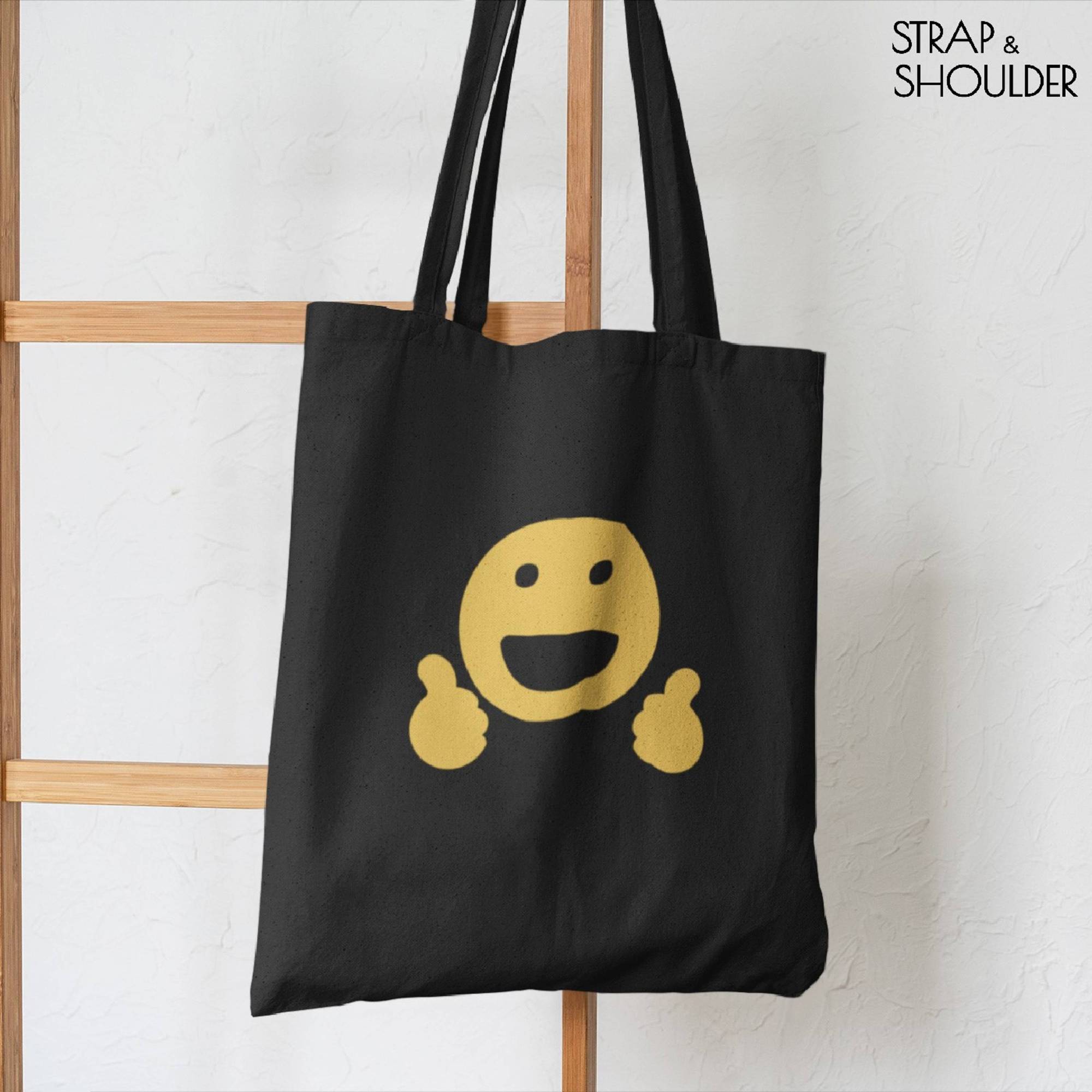 Smiley Canvas Black Tote Bag