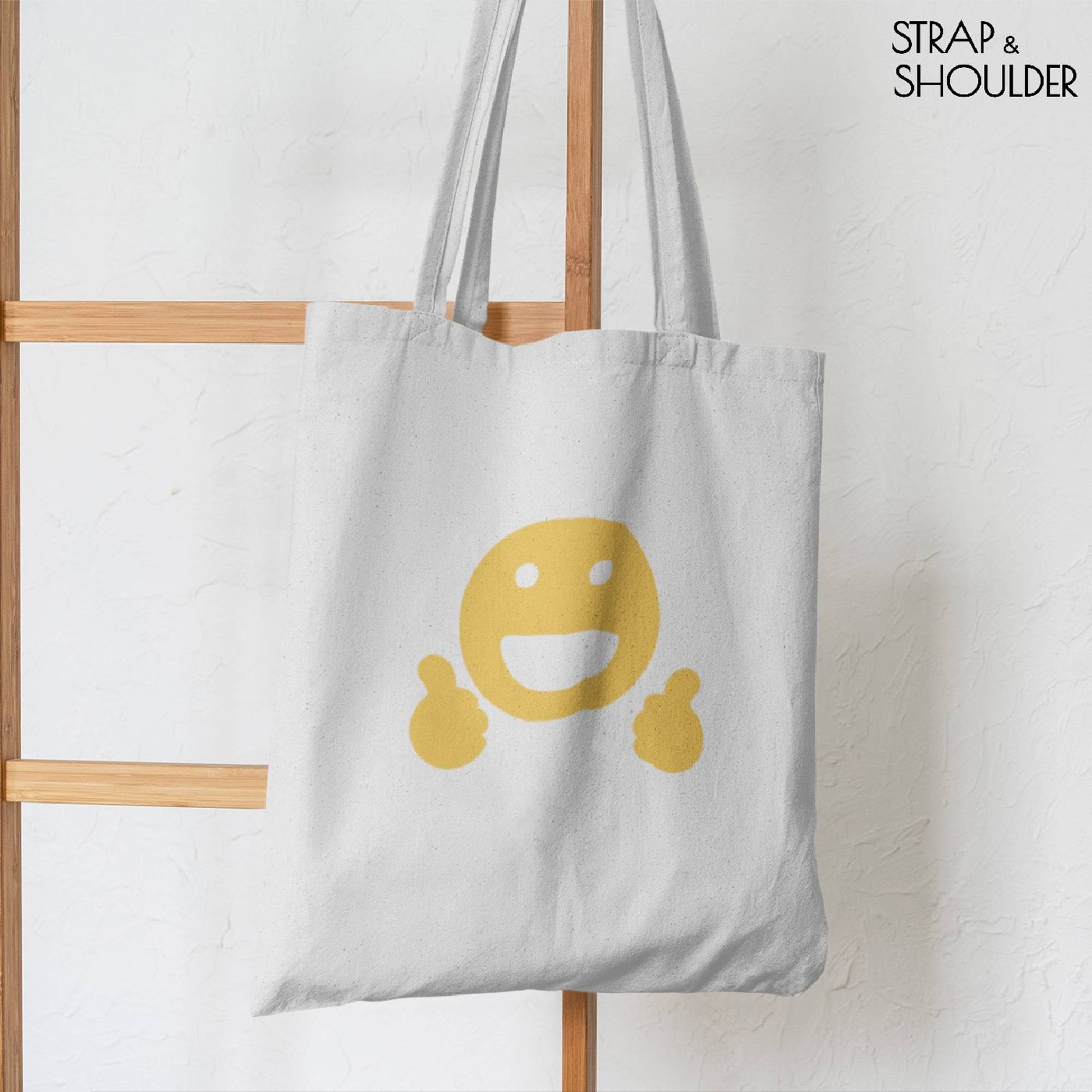 Smiley Canvas White Tote Bag