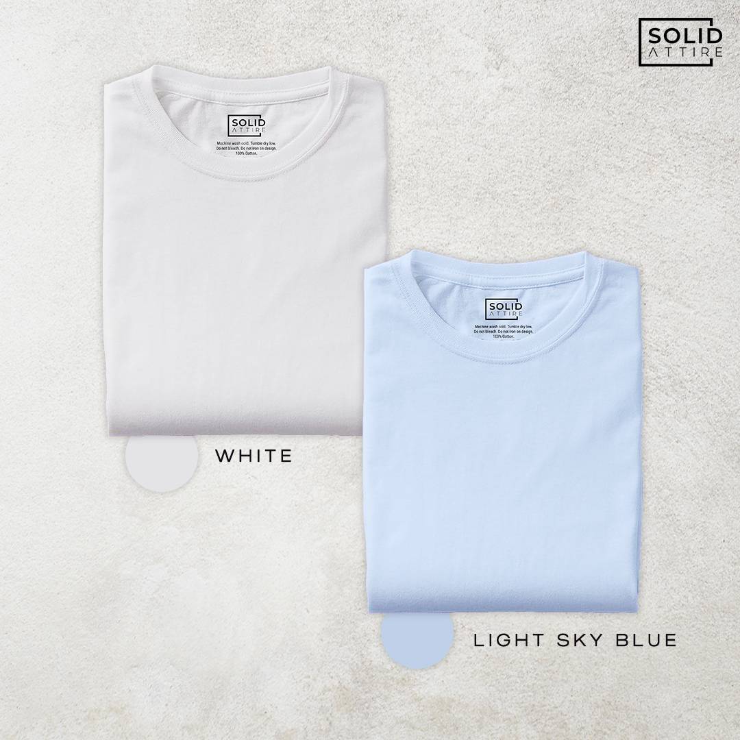 Combo of White, Light Sky Blue T-Shirt: Pack Of Two